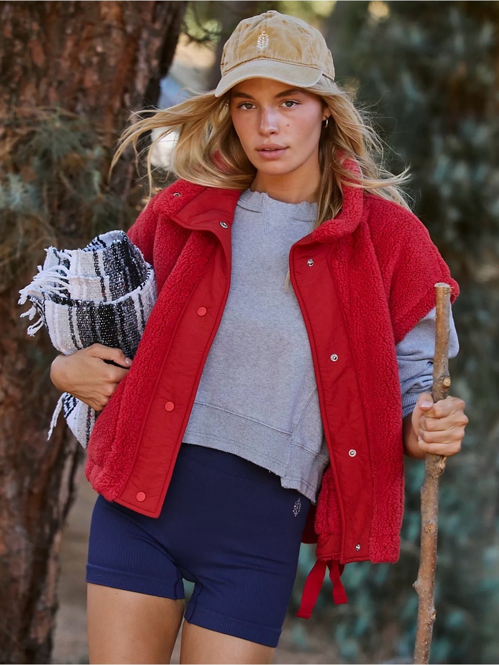 NWT Free People Movement Scout It Out Fleece Vest in Cranberry size Large